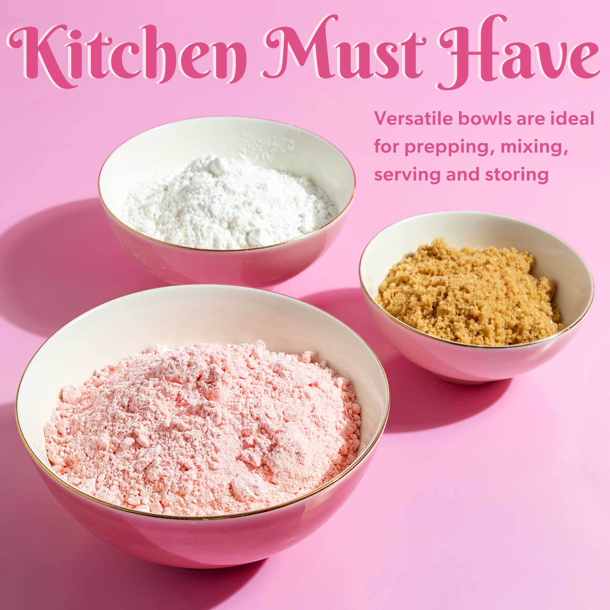 3-piece ceramic bowl set, nested mixing bowl, dishwasher washable