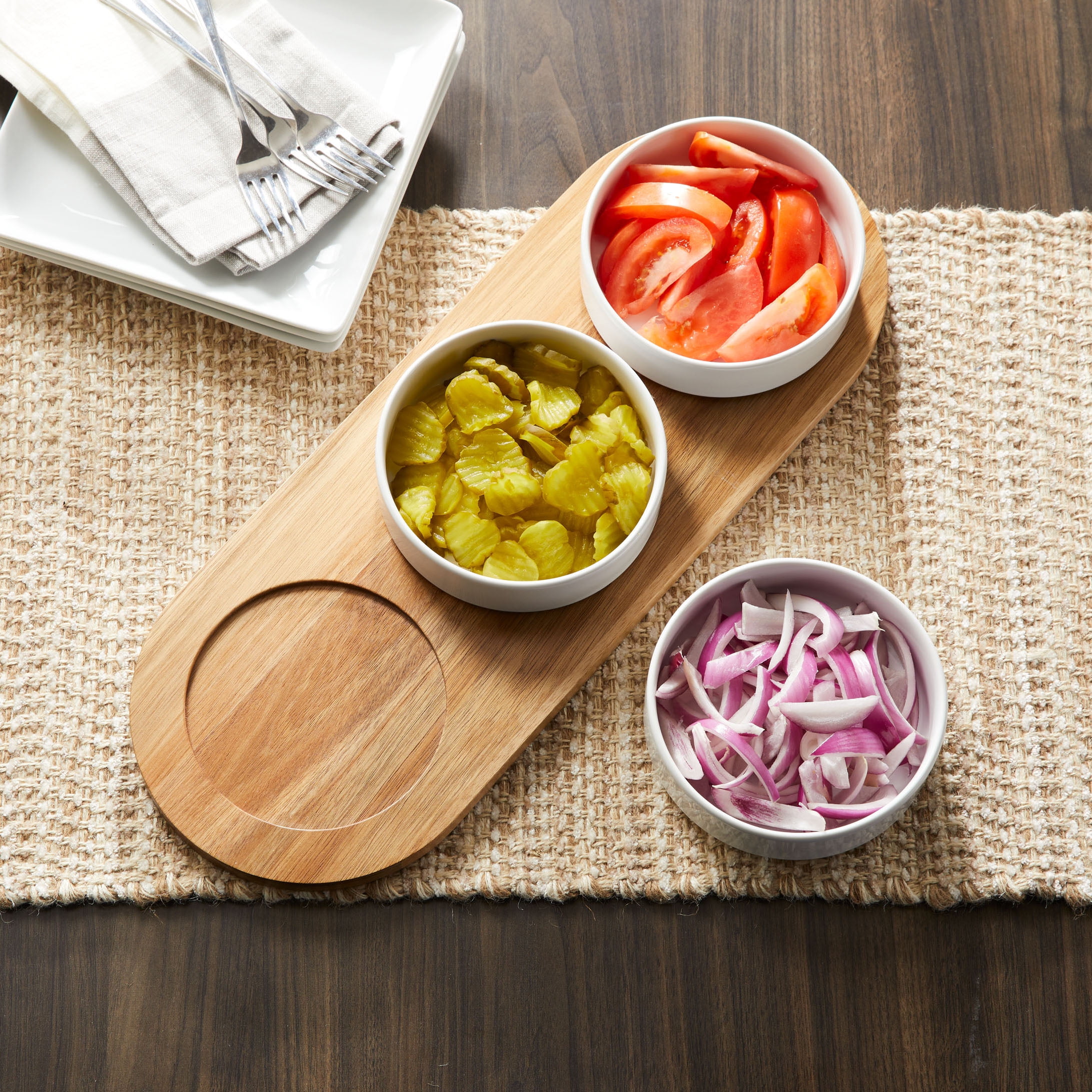 Acacia wood tray and seasoning stone bowl, 19.69x7.28x2.17 inches, 3.96 pounds