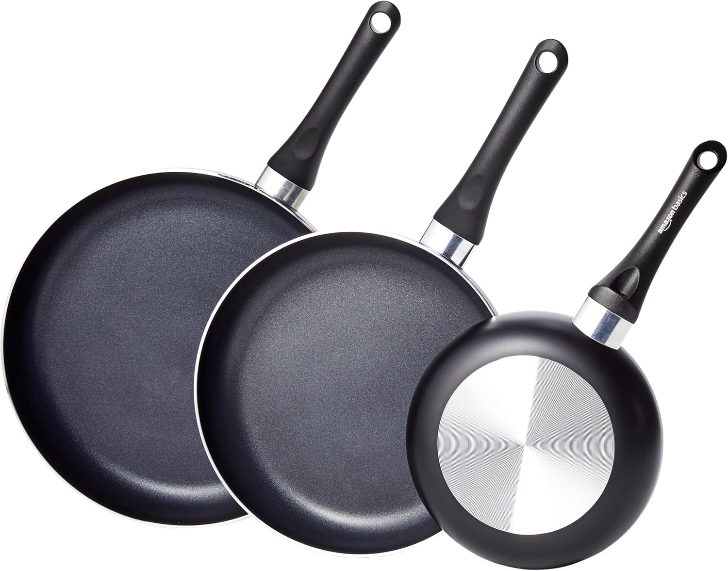 Basics Non Stick Kitchen Cookware 8-Piece Set, Non-Induction, Includes Pots and Pans, Black