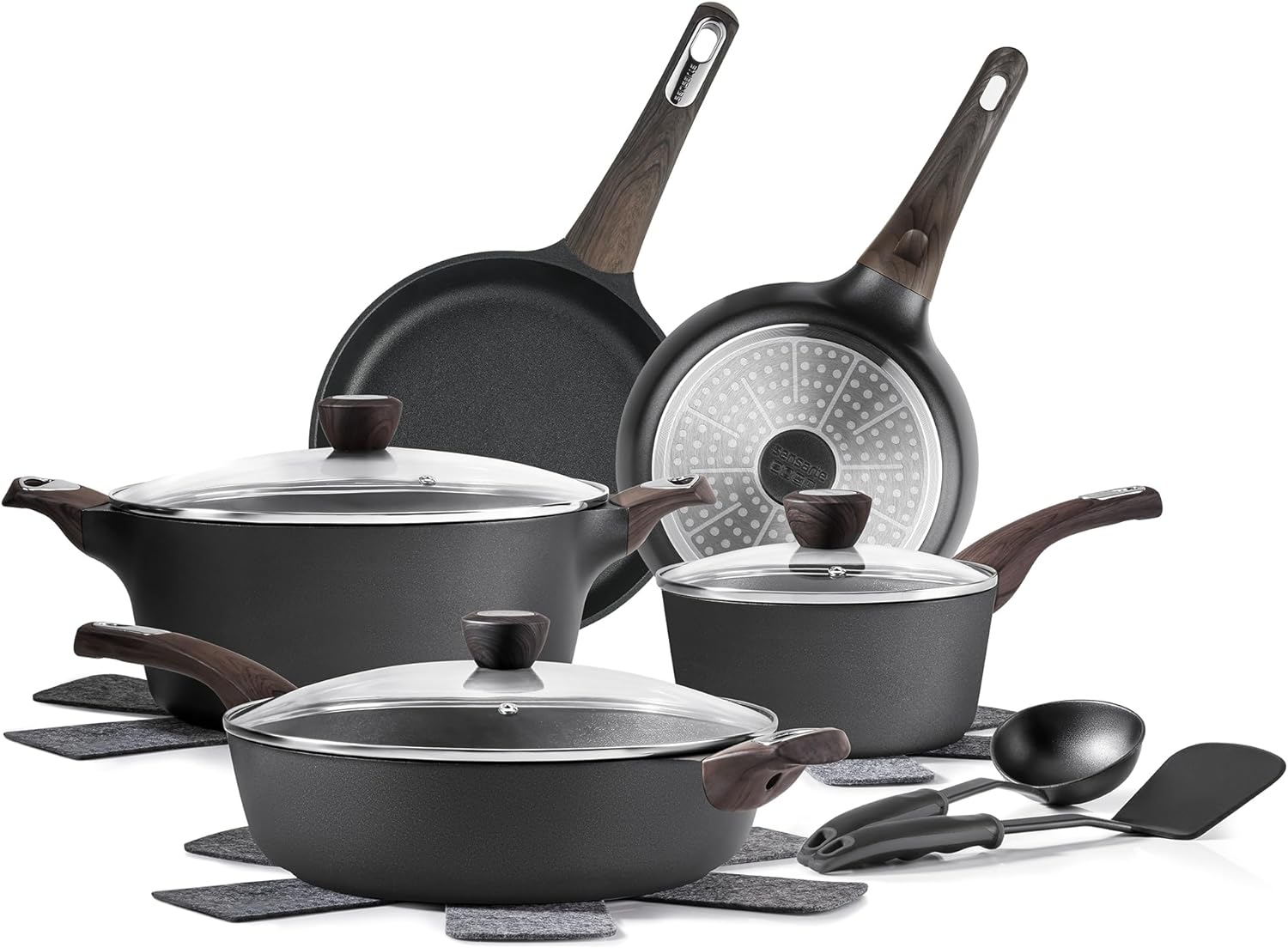 Ceramic Cookware Sets, Pots and Pans Set Non stick, 14-Piece Induction Cookware, Non toxic Healthy Non Stick Kitchen Cooking Set, with Frying Pans Set, PFAS PTFE PFOA PFOS Free