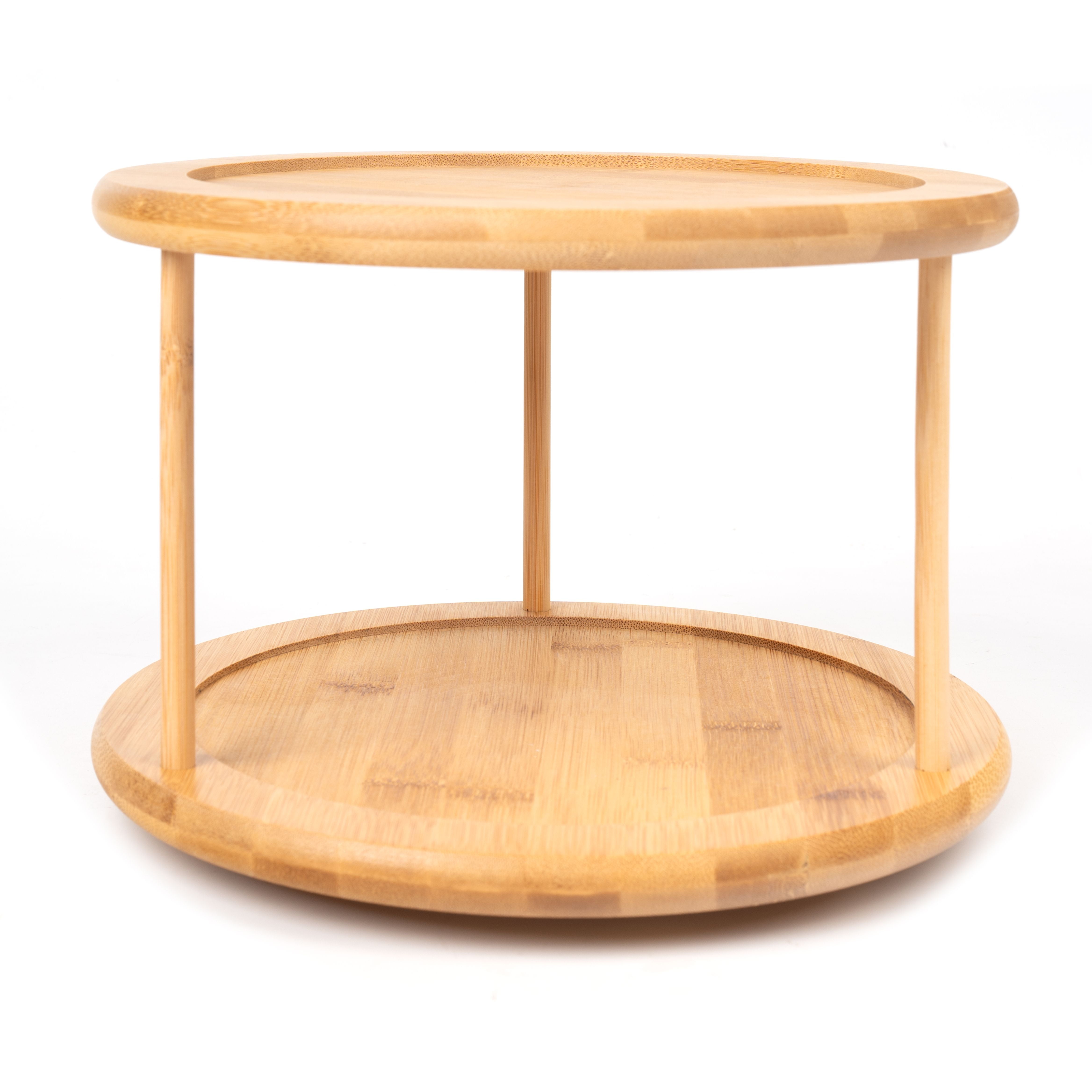 Kitchen manager bamboo turntable double-layer spice rack, diameter 10.04 x 6.89 inches